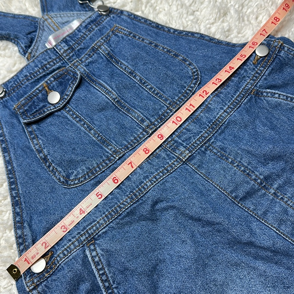 No Boundaries Medium Wash Short Overalls Denim Jean Casual Adjustable - Picture 4 of 5